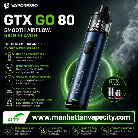 Vaporesso GTX Go 80 – Best Vape Pen for Smooth Airflow and Flavor
