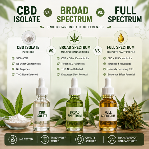 CBD Isolate vs. Broad Spectrum vs. Full Spectrum: Complete Guide