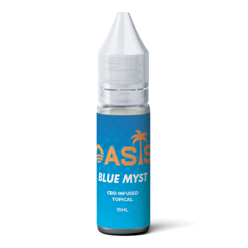 Oasis Blue Myst CBD Juice product image. Oasis Blue Myst CBD Juice in use for relaxation and stress relief.